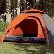 Tenda a Cupola 4 Persone Grigio e Arancione a Rilascio Rapido 4004244
