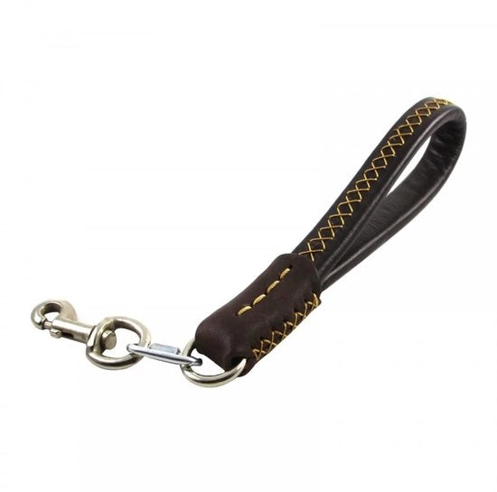 Cinturone per cani in pelle corta - Corda di addestramento con impugnatura imbottita - Ferro di arresto - Adatto per cani di taglia media/grande - Lunghezza 35 cm - Sostenibile e realizzato a mano - Attrezzo per cani