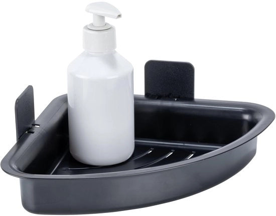 Plank di appoggio angolare per bagno senza forare con adesivo, universale, in plastica, 23,3 x 11,5 x 13,8 cm