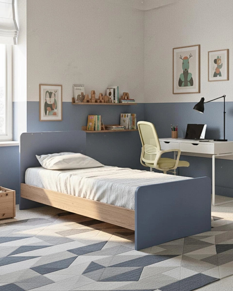 Letto easy con fascioni e pediera - Letto singolo 87 x 197 - Testiera e pediera avio, fascioni virginia - Rete e materasso esclusi_