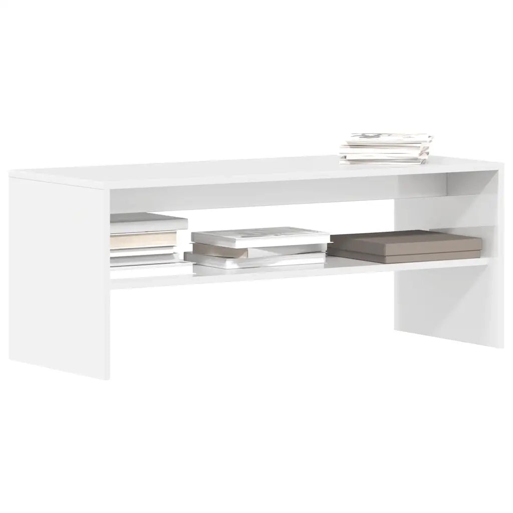 Mobile Porta TV Bianco Lucido 100x40x40 cm in Legno Multistrato