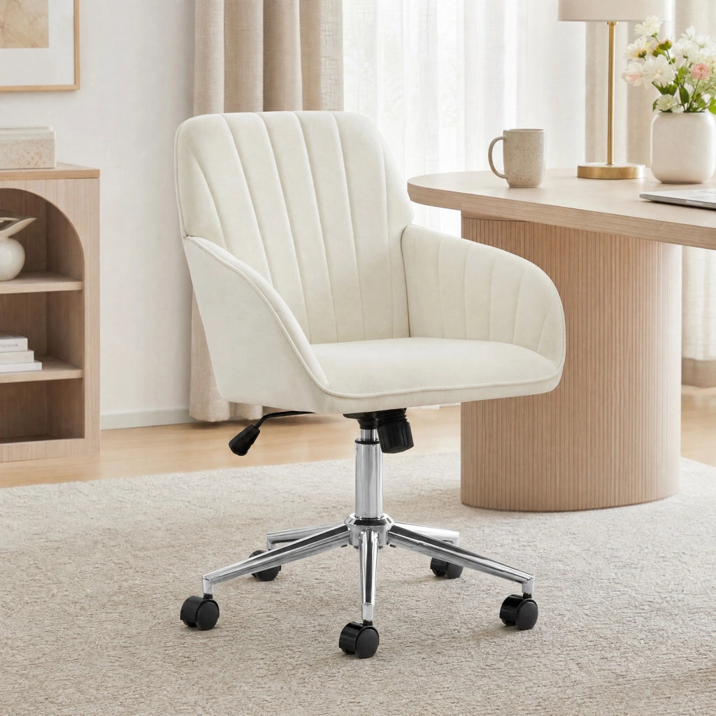 SEDIA girevole ufficio regolabile 50-59 cm velluto bianco
