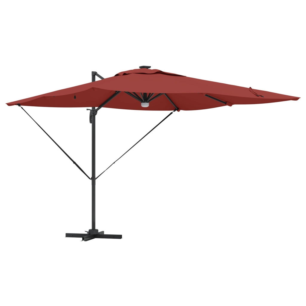 Ombrellone Roma a Sbalzo con LED Terracotta 286x285x270 cm Alluminio