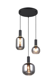 Lampada sospensione Trio Diva nera 3xE27 vetro cromo