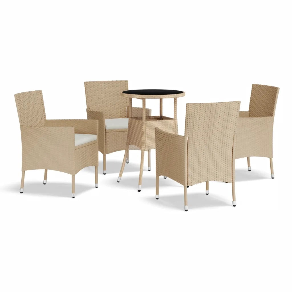 Set da BistrÃ² da Giardino 5 pz con Cuscini Beige in Polyrattancod mxl 117442