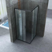 Box doccia scorrevole profilo nero cristallo 6mm trasparente anticalcare h.190cm Doliso Noir 90x100 cm