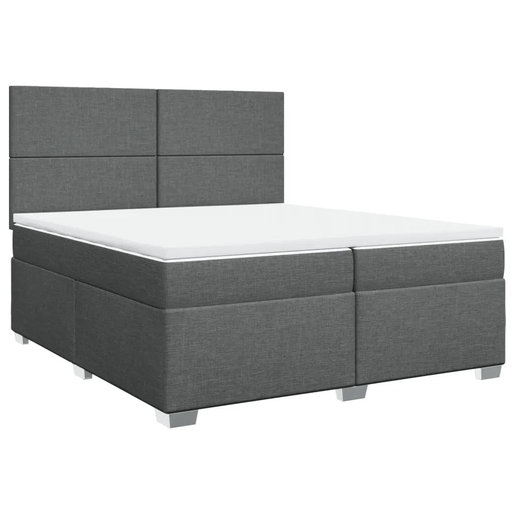 Giroletto a Molle con Materasso Grigio Scuro 200x200 cm Tessuto