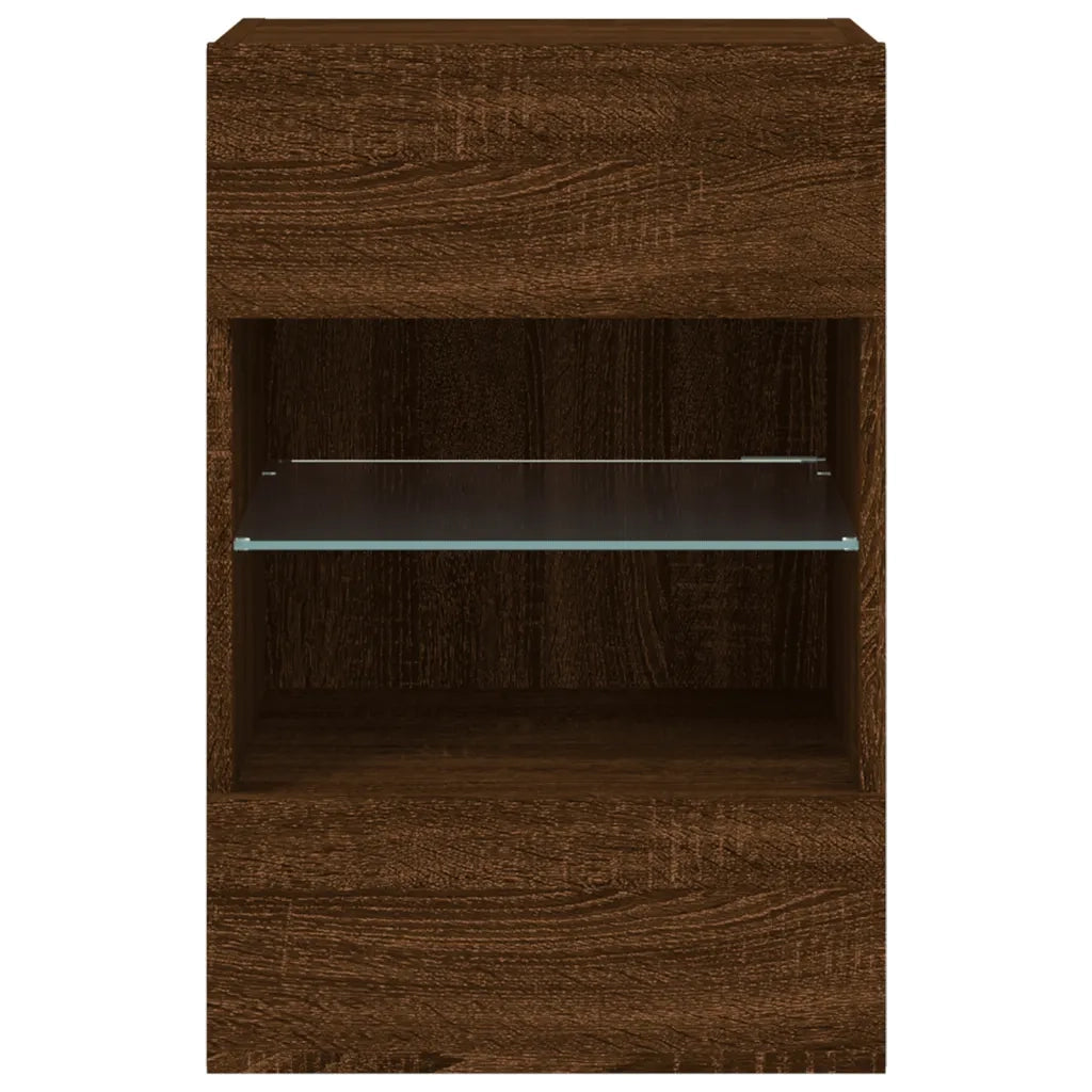 Mobile TV a Parete | Armadietto TV | Mobile Porta TV con Luci LED Rovere Marrone 40x30x60,5 cm