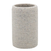 Trade Shop - Bicchiere Porta Spazzolini Dentifricio Effetto Tela Juta Intrecciato Naturale Bagno 87827 -
