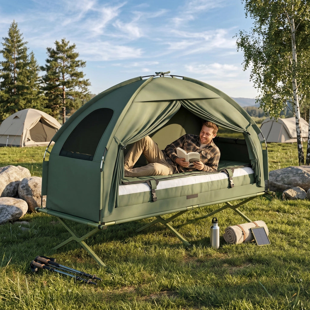 Letto da campo con materasso ¨C zephmum ¨C verde scuro