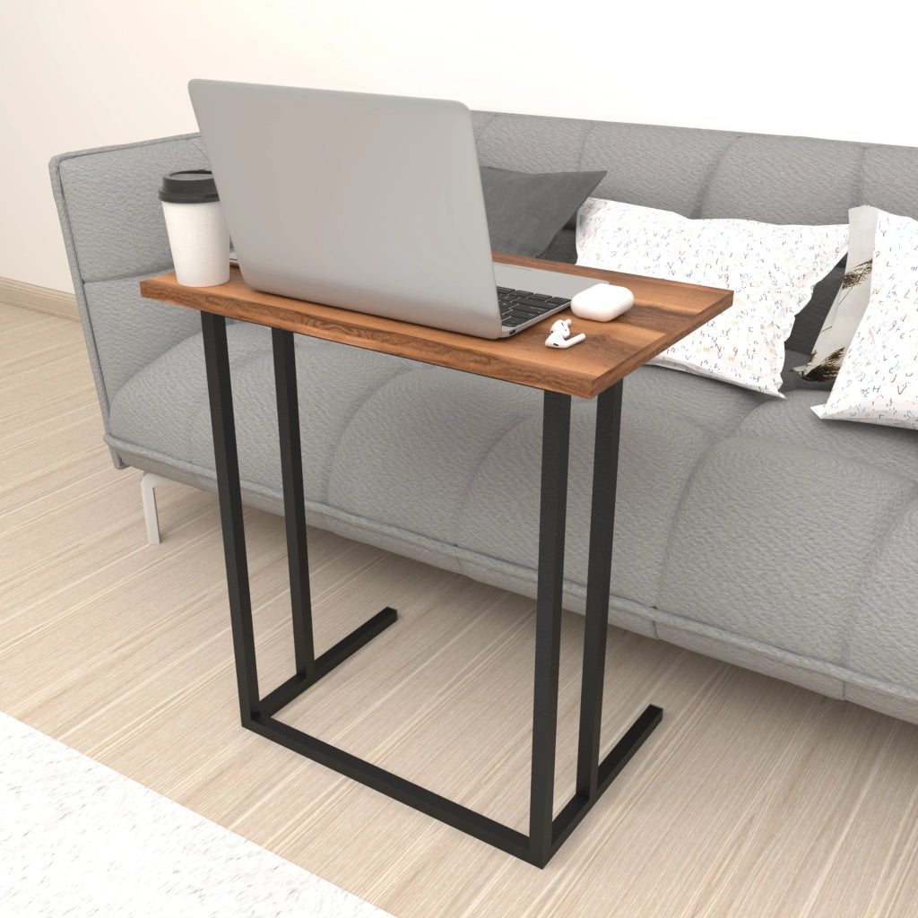 Tavolino Laterale 'Högsby' Tavolino Basso con Piano di Appoggio per Notebook Consolle da Divano - Effetto Rovere Noce [en.casa]