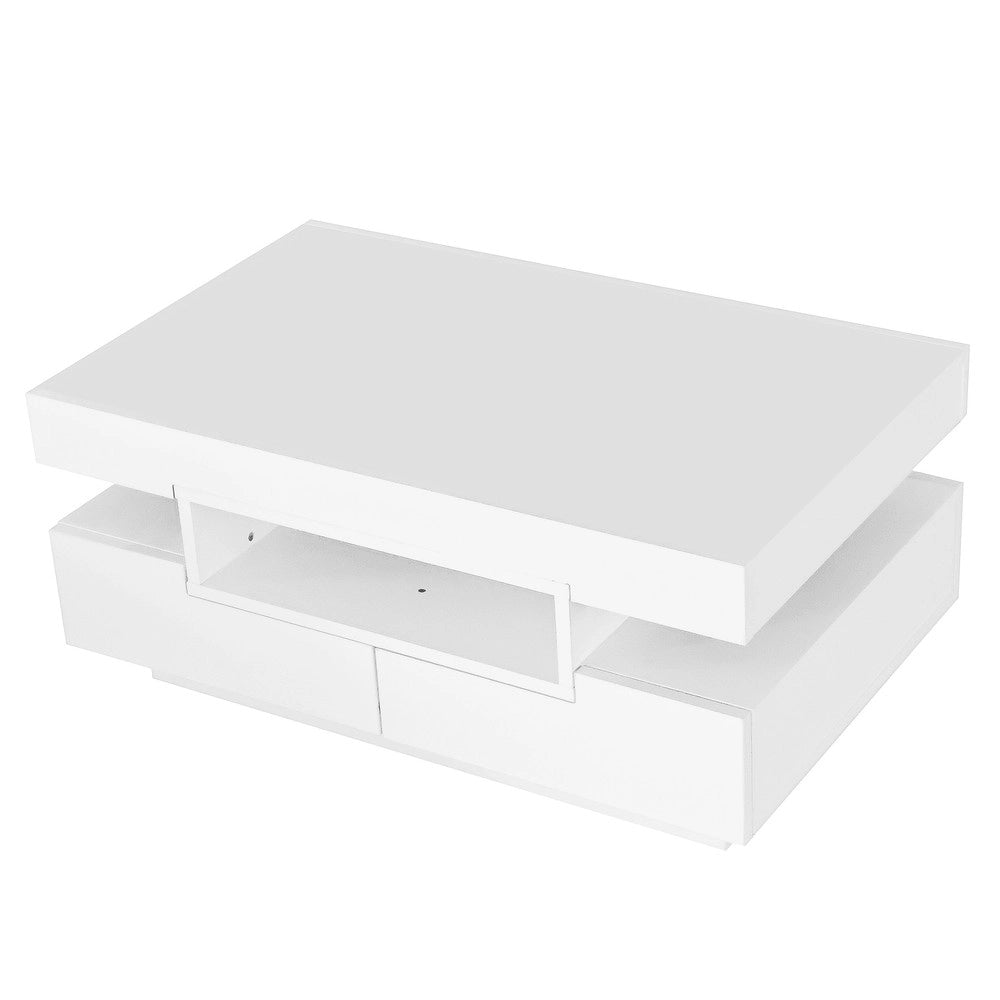 Tavolino da Caff¨¨ con LED e Cassetti, Lucido ¨C MINIMAL ¨C Design Moderno Soggiorno