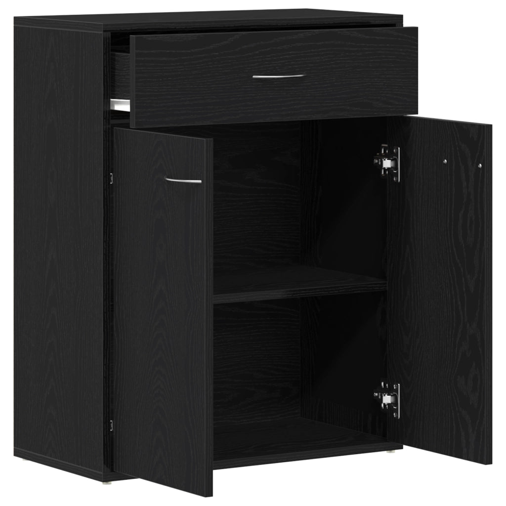 Credenza Nera in Rovere 60x30x75 cm - Legno ingegnerizzato