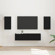 Set mobile TV 4 pz-Credenza per TV Nero Legno multistrato 748354
