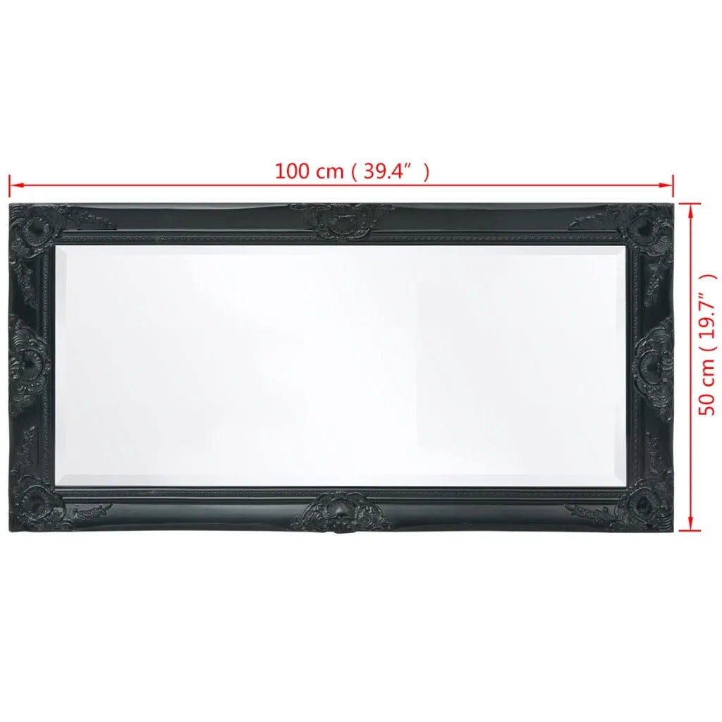 Specchio da Parete Stile Barocco-Specchio a Muro-Specchio Decorativo 100x50 cm Nero