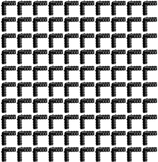 100 pezzi di connettori a 90 gradi per sistemi di irrigazione