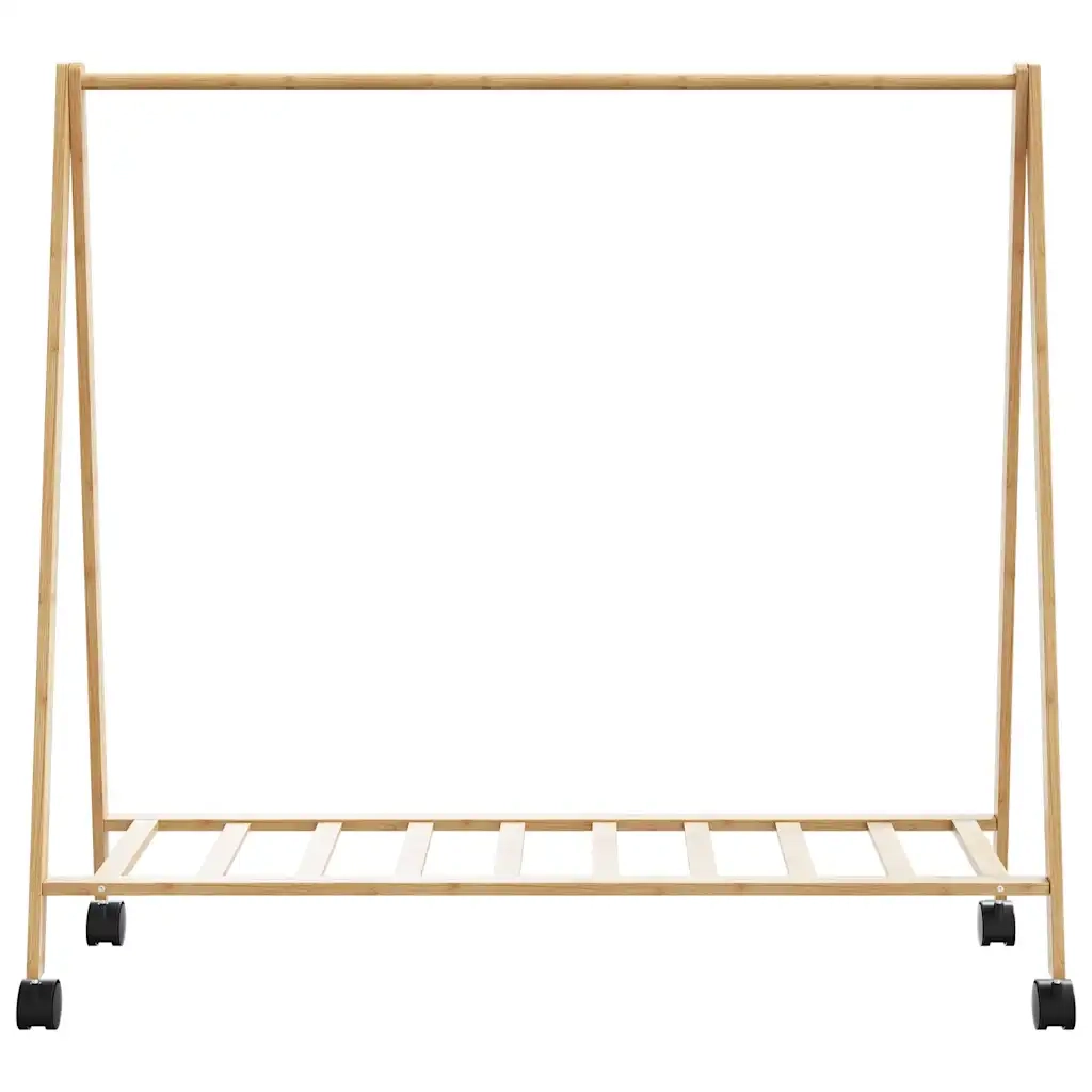 Appendiabiti con Ripiani e Ruote 106x34x106,5 cm in Bambù 4008903