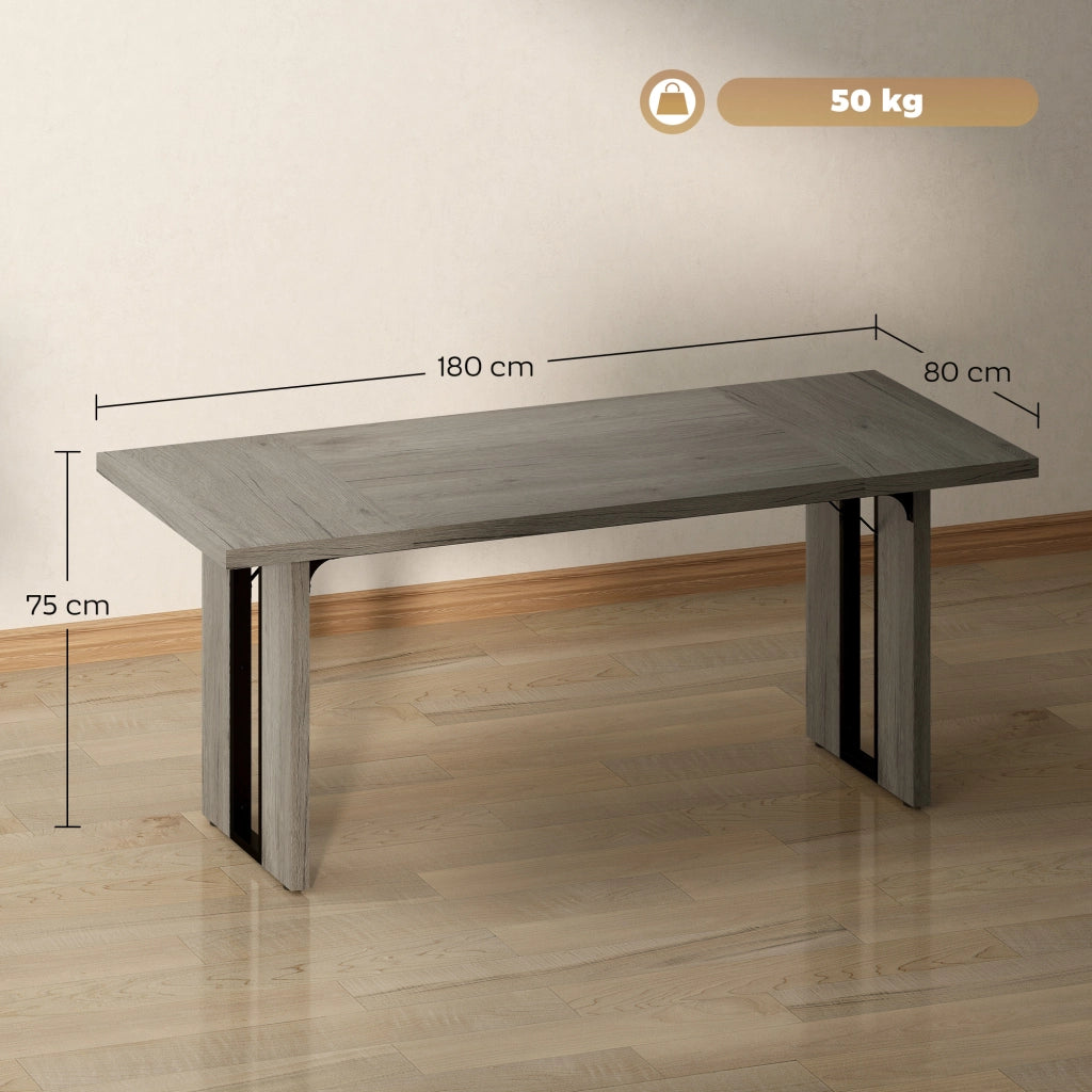 Tavolo da pranzo allungabile in legno e acciaio ¨C zephmum ¨C 180x80x75 cm, grigio