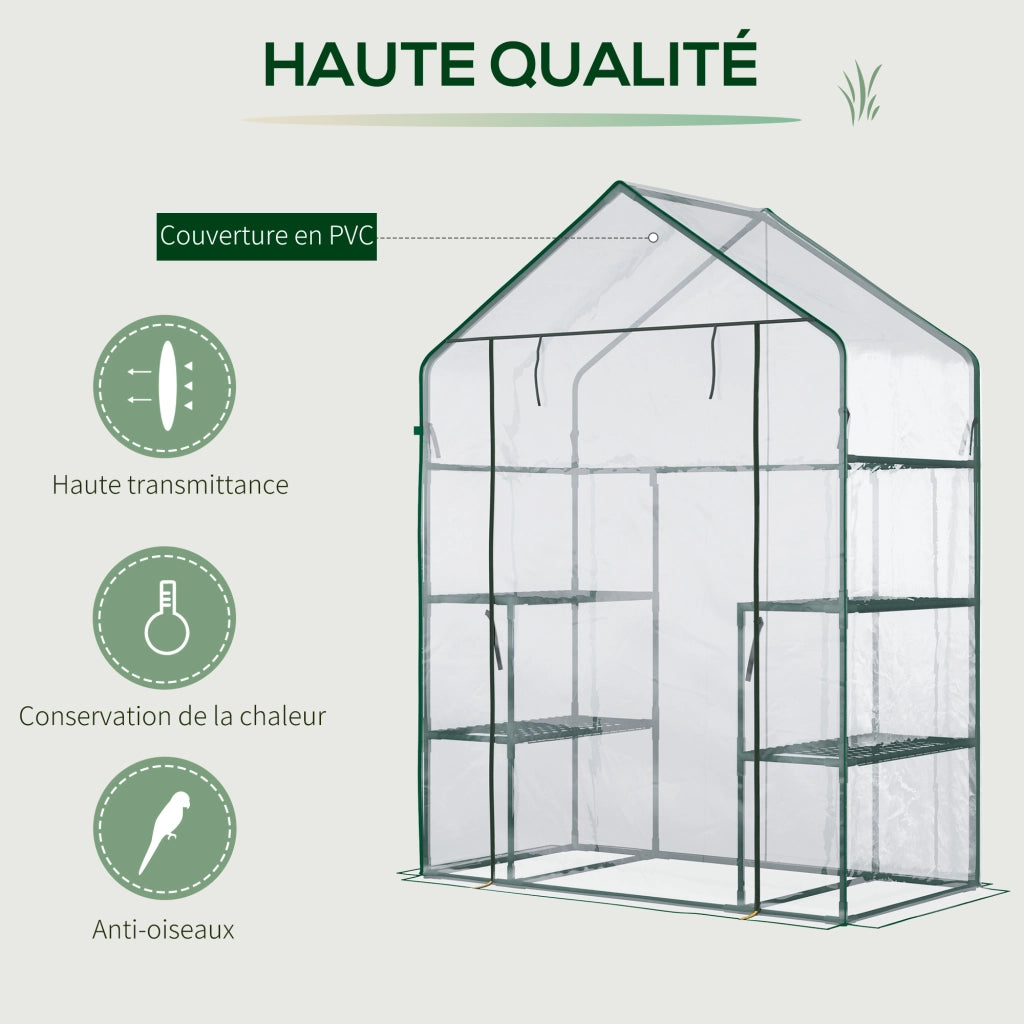 Serra da giardino con scaffali ¨C zephmum ¨C 142x73x195 cm verde trasparente