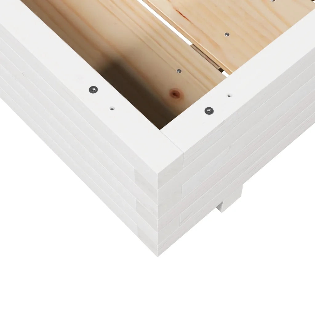 Fioriera da Giardino Bianca 100x100x26,5cm Legno Massello Pino 847319