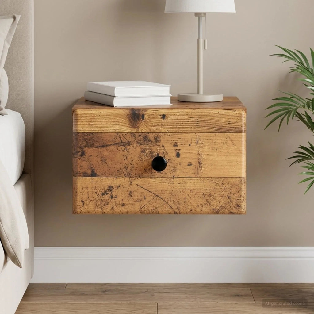 Mobiletto da notte a muro Legno antico 34,5 x 33 x 20 cm 899121