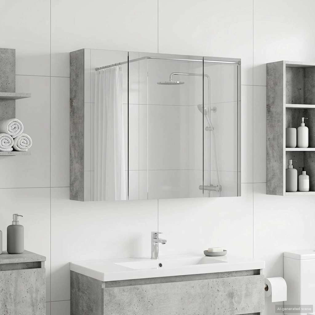 Mobiletto per specchio da bagno Grigio cemento 889074