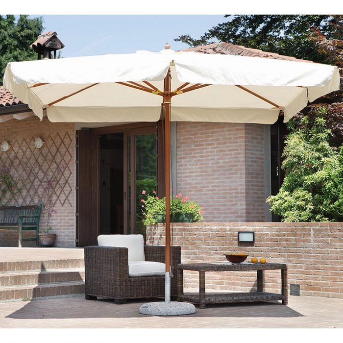 Ombrellone da giardino DELUX in legno, con doppia carrucola - Ombrellone Da Giardino Delux In Legno, Con Doppia Carrucola Rettangolare 3x4 M Colore Ecru Misure: 3 x 3 m
