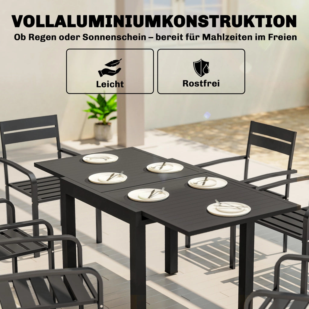 Tavolo da pranzo allungabile rettangolare ¨C zephmum ¨C Alluminio, 80/160x80 cm, 4-6 persone