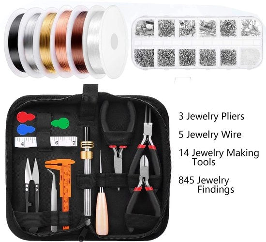 Set di attrezzi per creare gioielli - Adatto per bracciali e orecchini - Incluso filo di rame - Creazione di gioielli creativa...