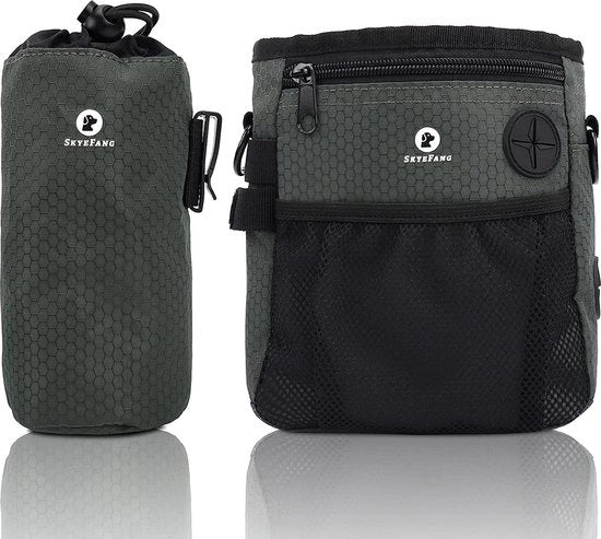 Zaino per cani, 2-in-1 zaino per il trattamento dei cani, con zaino per l'acqua, zaino per alimenti rimovibile con zaino per feci Dispenser per passeggiate e addestramento cani (Nero verde)
