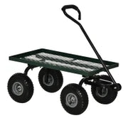 Carrello da Giardino in Acciaio con Capacità 150 kg e Maniglia Rivestita, 94x48.5x100 cm, Nero e Verde