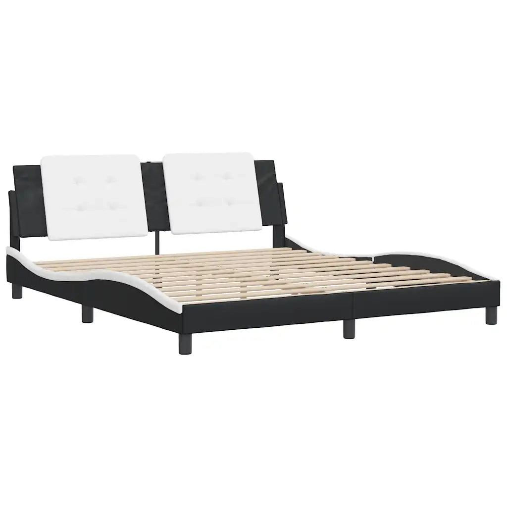 Giroletto senza Materasso Zadar Nero e Bianco 180x200 cm in Similpelle 3208203