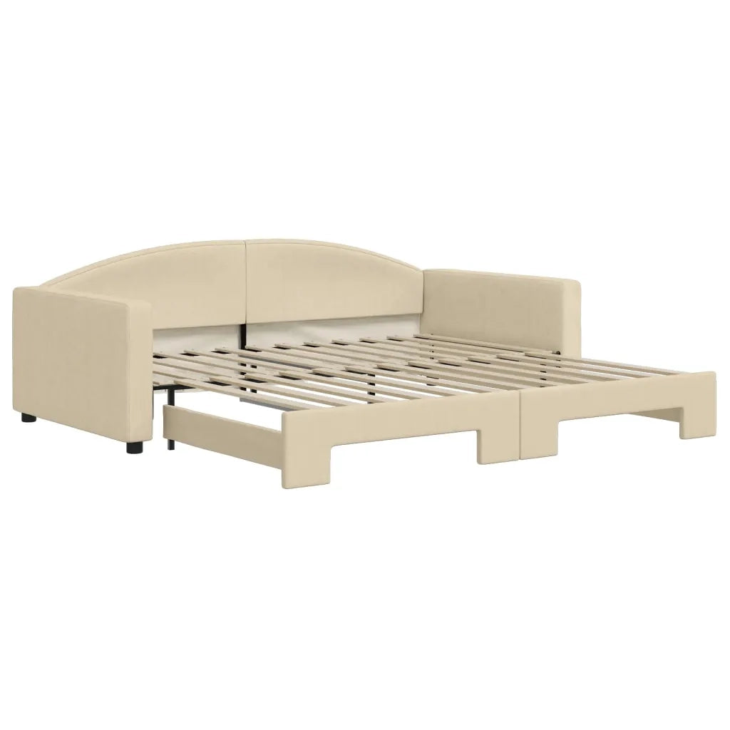 Divano Letto con Letto Estraibile-Sofa Letto-Daybed Crema 100x200 cm in Tessuto 385315