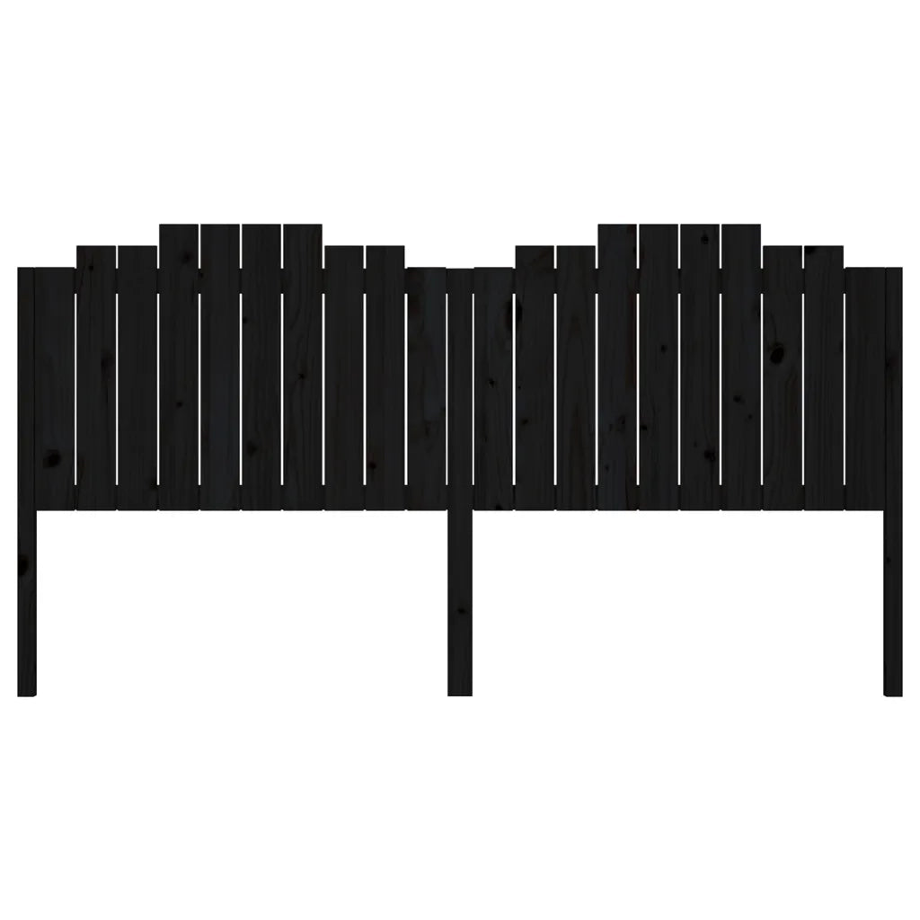 Testiera per Letto Nera 206x4x110 cm in Legno Massello di Pino