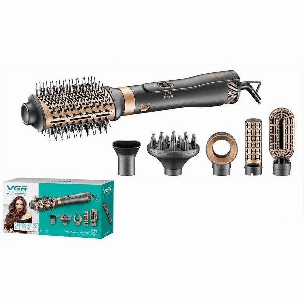Trade Shop - Vgr V-491 Styler Aria Calda 6in1 1800w Spazzola Professionale Parrucchiere -