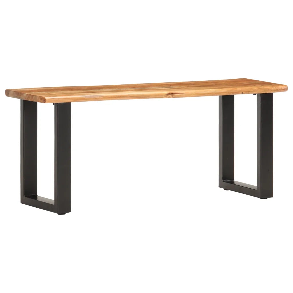Panca con Bordi Vivi-Sgabello 110 cm in Legno Massello Acacia e Acciaio