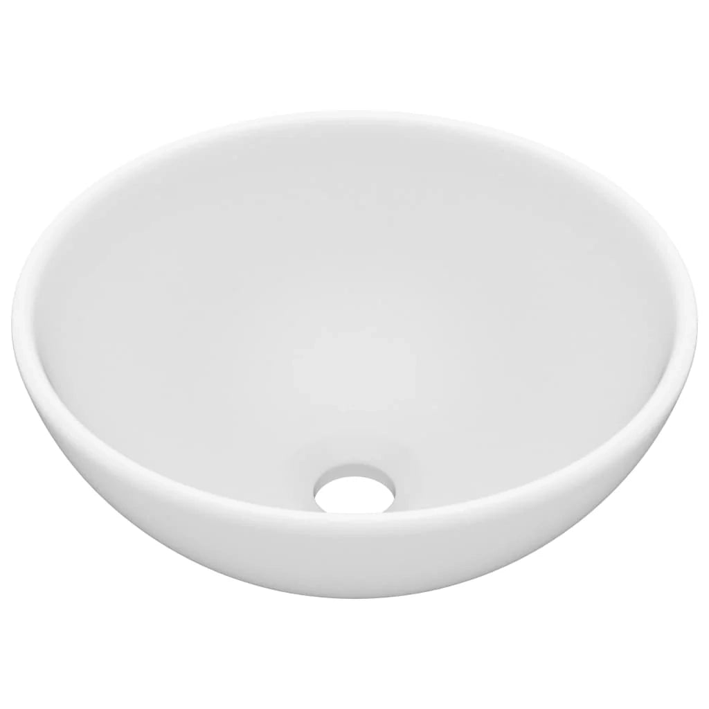 Lavabo rotondo di lusso per bagno lavabo da appoggio lavabo lavabo per cosmetici interno diametro 32,5 cm ceramica bianca opaca 02_0002707