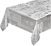 Tovaglia Cucina Antimacchia 140x280 Cm Metallizzata Lucida Grigia Copritavolo Pvc Decorato Dis_D