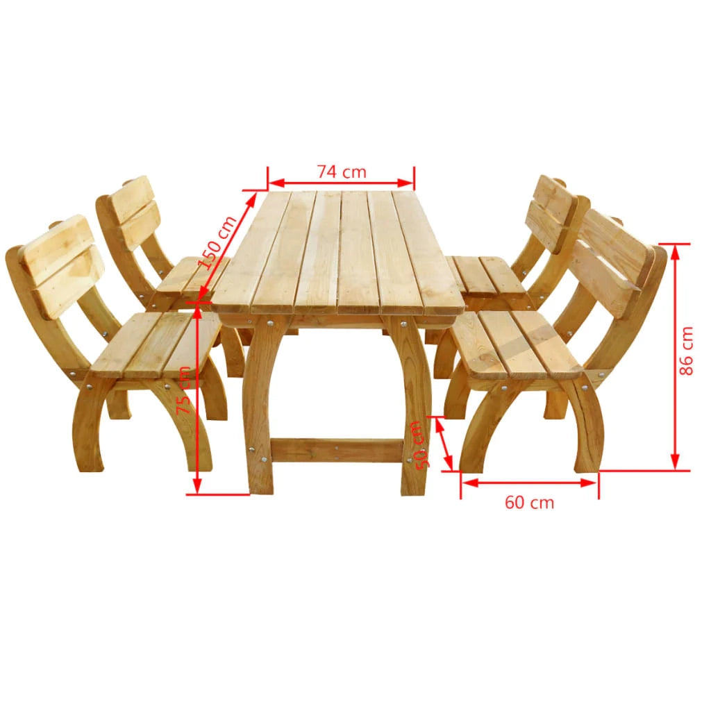 Set da pranzo da esterno 5 pezzi in legno di pino impregnato 02_0014661