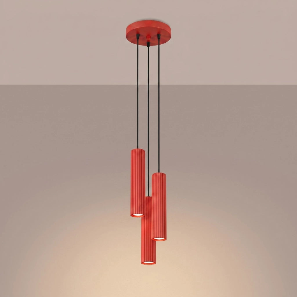 Lampada a sospensione KARBON 3P rosso