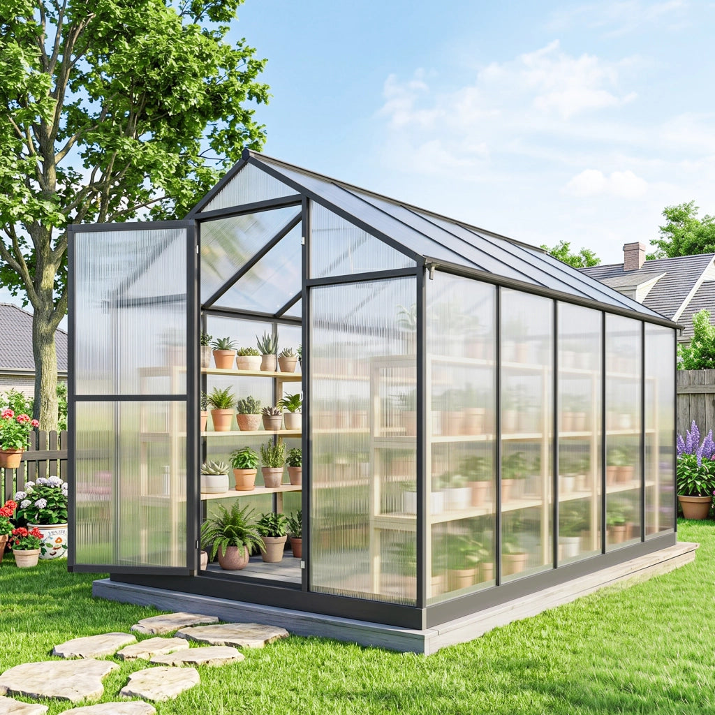 Serra da giardino in alluminio e policarbonato ¨C zephmum ¨C trasparente 303x183x195cm