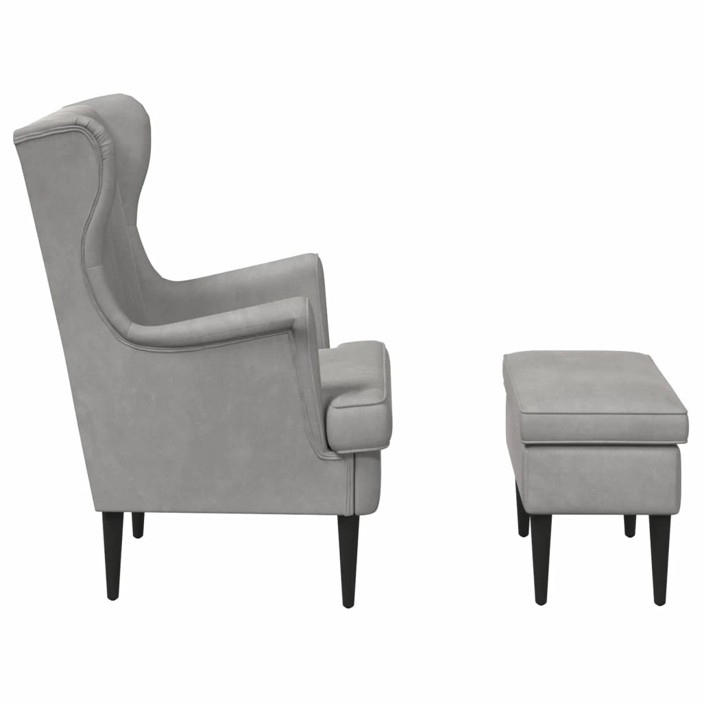 Poltrona con Ottomano 2 pz Grigio Chiaro Velluto 3418824