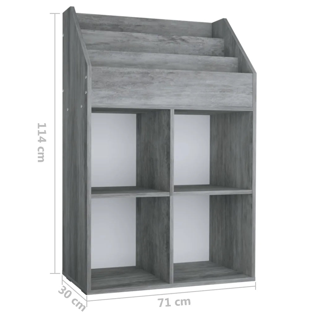 Portariviste Bambini Grigio Cemento 71x30x114 cm Multistrato CFW1308156