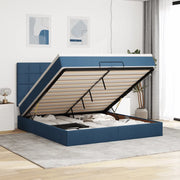 Struttura Letto Pouf con Materassi Blu 200x200 cm in Tessuto 3314037