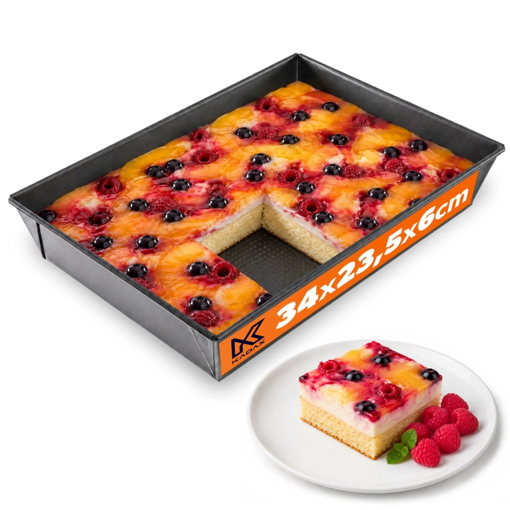 Teglia rettangolare antiaderente KADAX per torte, 34x23x6 cm.