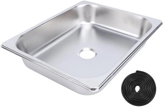 Wastafel con installazione integrata - RVS - Lavabo quadrato - Diametro scarico 40mm - Dimensioni compatte 298 x 238 mm - Ideale per piccole aree - Cucina compatta