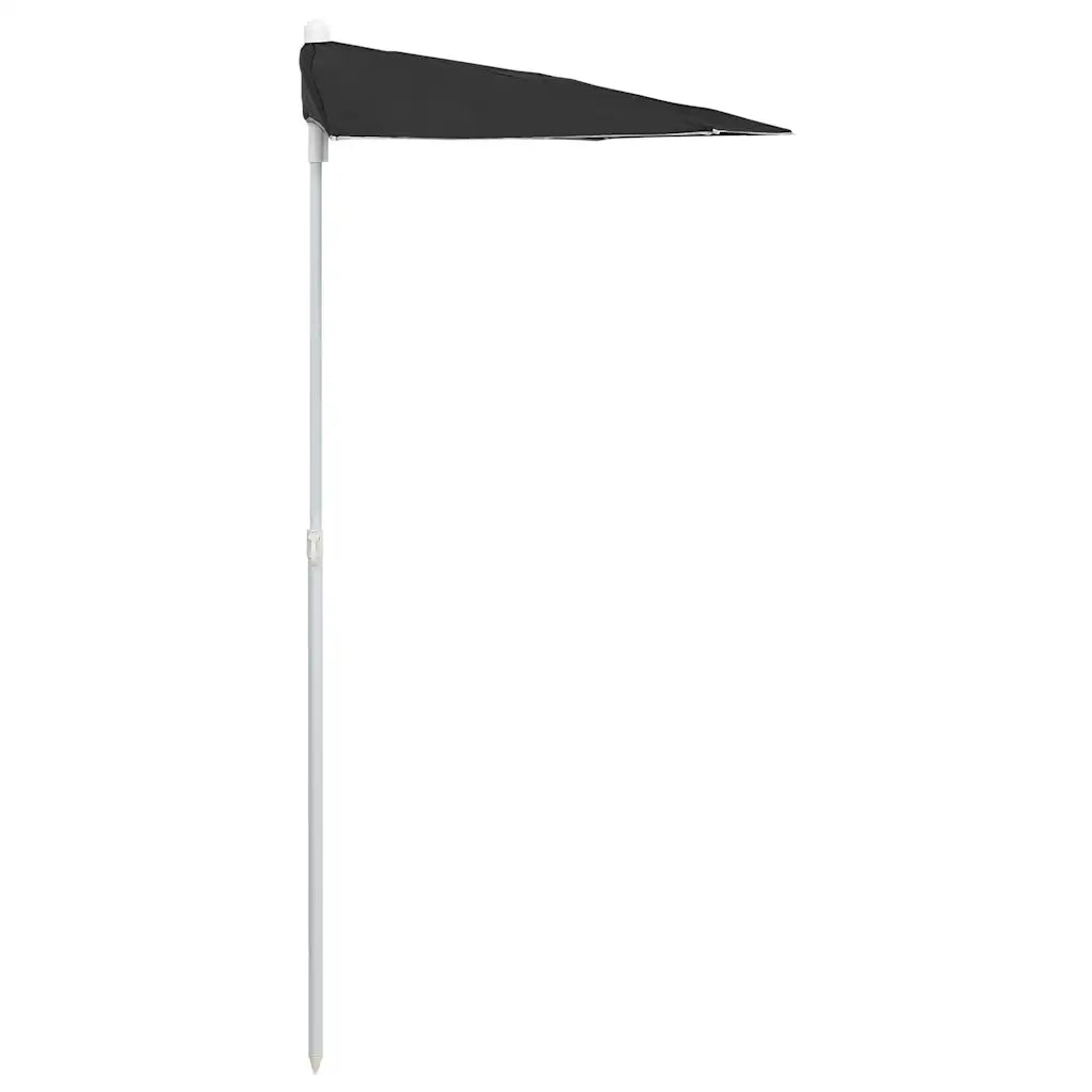 Ombrello | Parasolne Semicircolare da Giardino con Palo 180x90 cm Nero