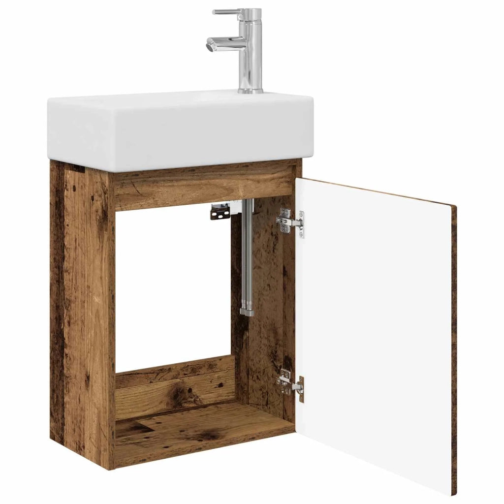 Mobile bagno con rubinetto Legno antico 45,5 x 22,5 x 84 cm