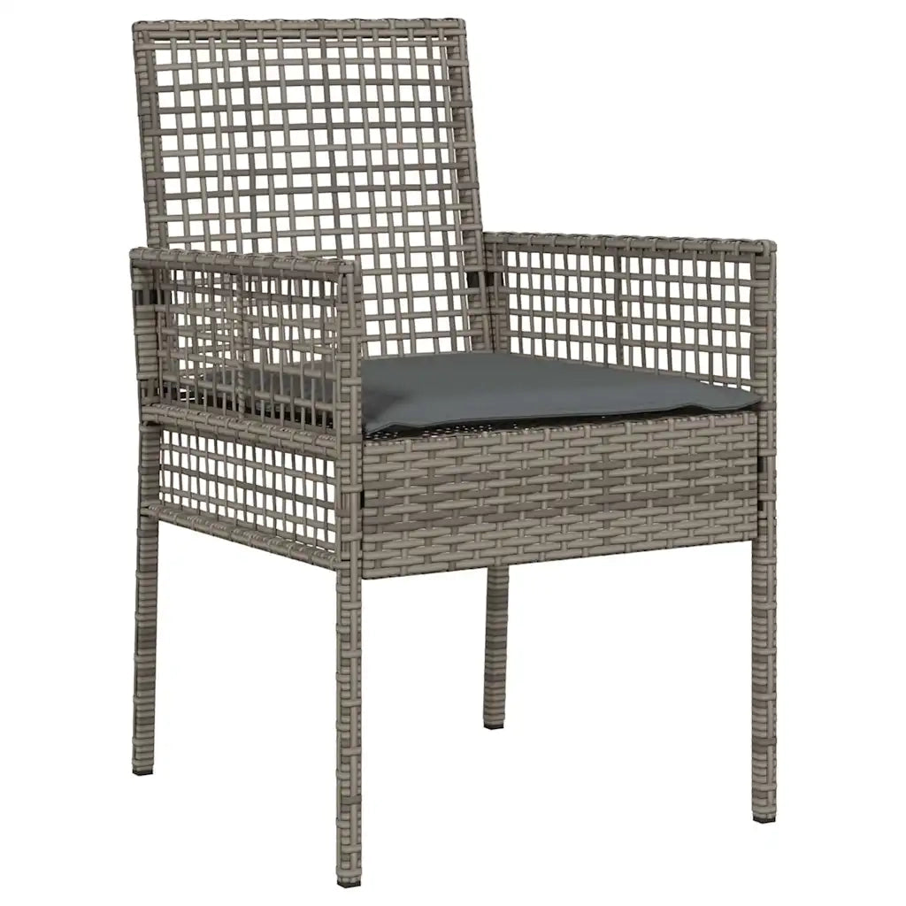 Set da Pranzo per Giardino con cuscino 5 pcs Grigio polyrattan