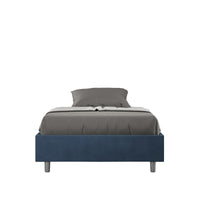 Letto Matrimoniale Francese Sommier 140x210 cm con Rete e Contenitore Azelia Blu